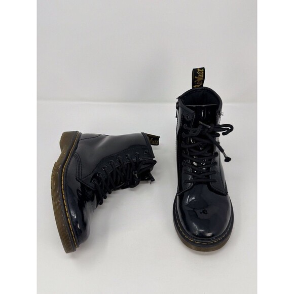 Dr Martens 1460 Juniors Combat Boots Black Patent Leather Lace Up Booties US 3 - Picture 3 of 9